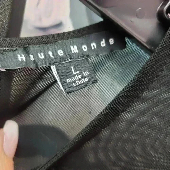 Haute Monde Black Mesh/Floral Bodysuit - Picture 5 of 8